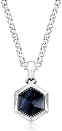 AWNL Sodalite Trident Necklace for Men Natural Gemstone Sterling